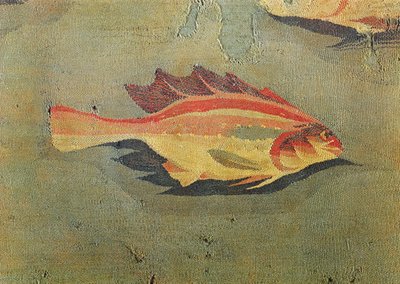 Detail of a fish from a tapestry, from Antinoe, 2nd-3rd century by Coptic